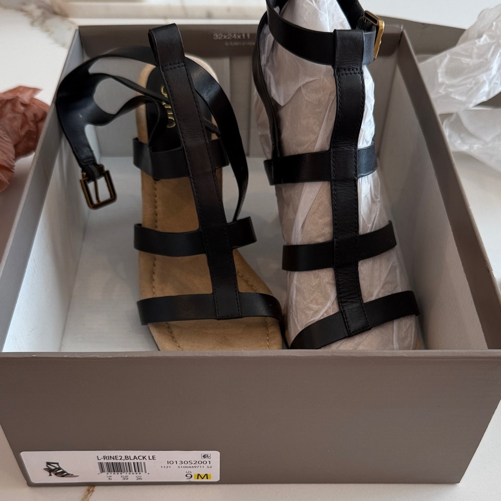 NWT and Box! Franco Sarto Black Leather Sandals